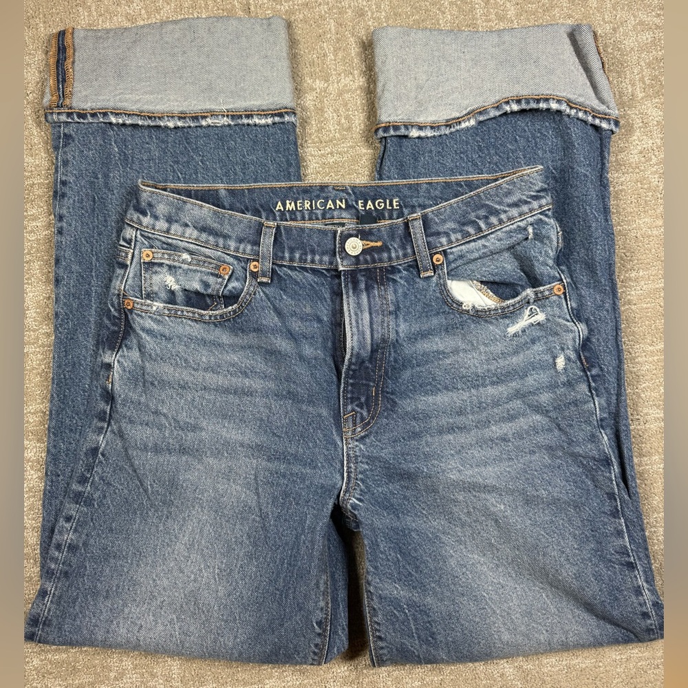 American Eagle Outfitters Straight Leg Jeans - Medium Blue